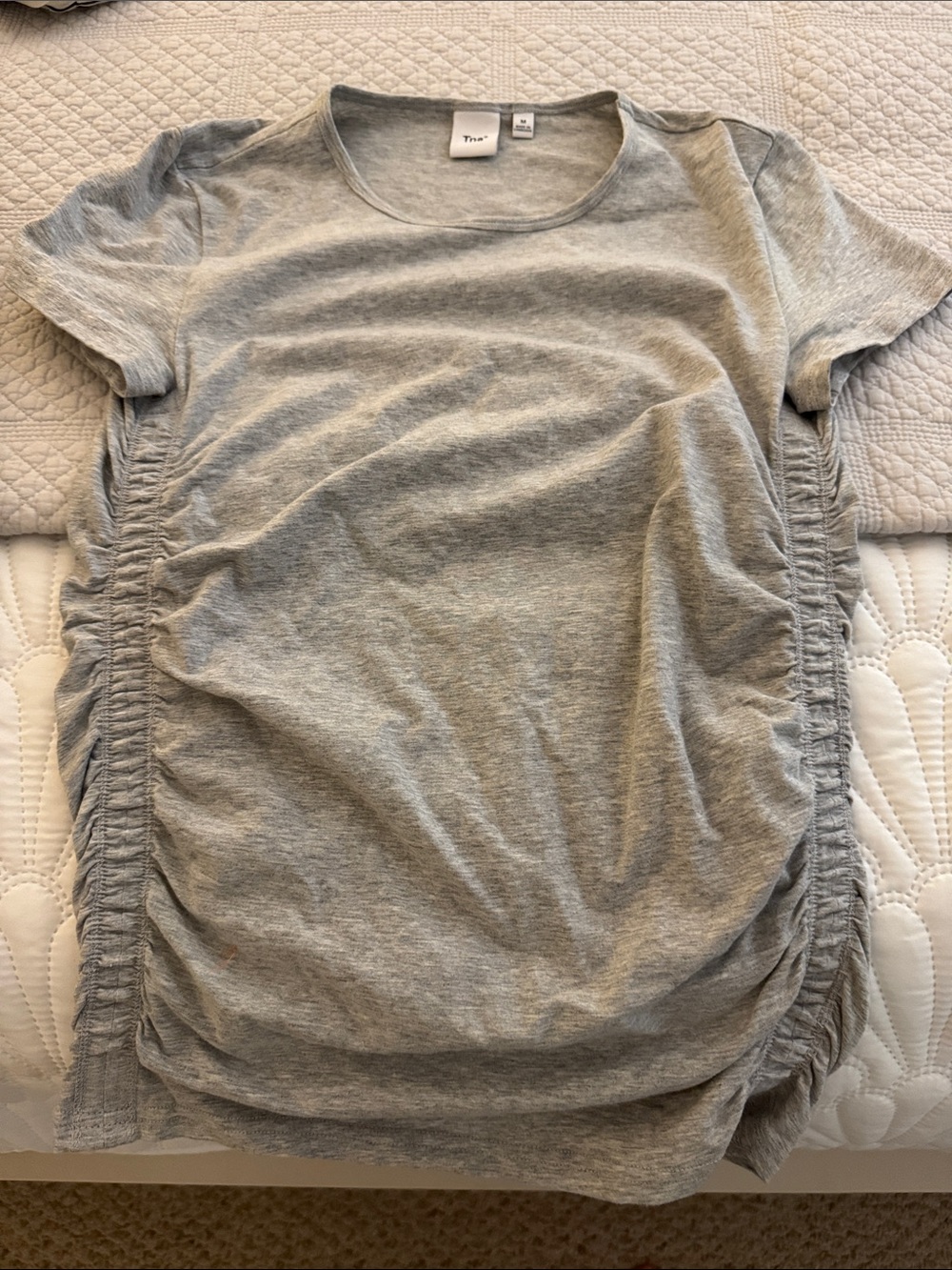 TNA Gray Short-Sleeve Top with Side Ruching